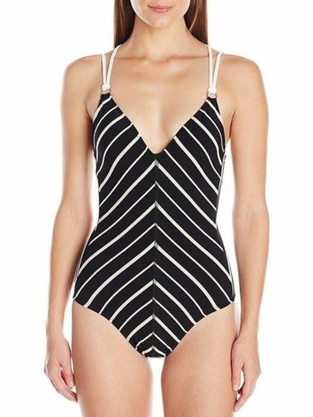 Robin Piccone Black and White Braided Detail Swimsuit Size 12